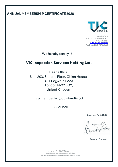 First page of TIC Council Membership Certificate 2026
